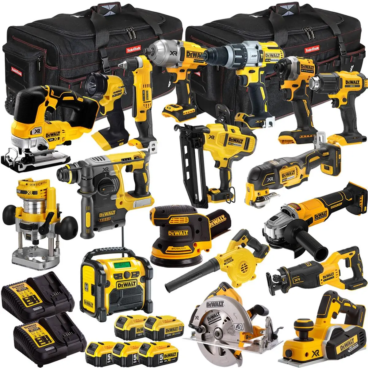 Dewalt 18V 18 Piece Combo Kit With 5 X Batteries & Charger T4tkit-1067 1