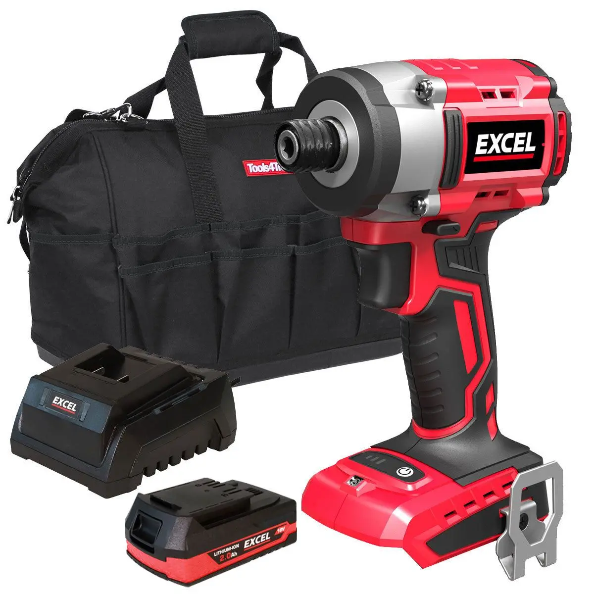 Excel 18V Cordless Brushless Impact Driver With 1 X 2.0Ah Battery Charger & Bag 1