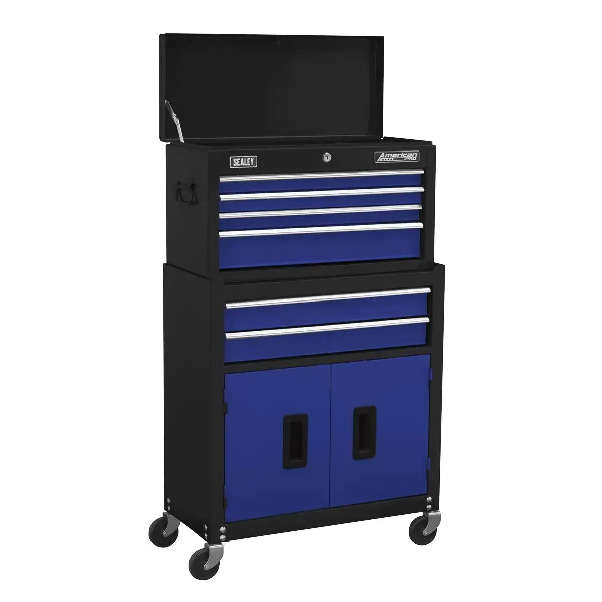 Sealey Ap22b 6 Drawer Topchest & Rollcab Combination With Ball-Bearing Slides-Blue 1