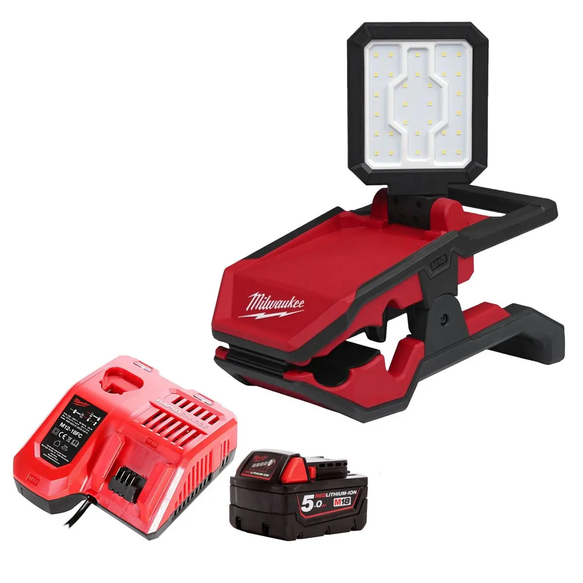 Milwaukee M18pal2-0 18V Pivoting Area Light With 1 X 5.0Ah Battery & Charger 1
