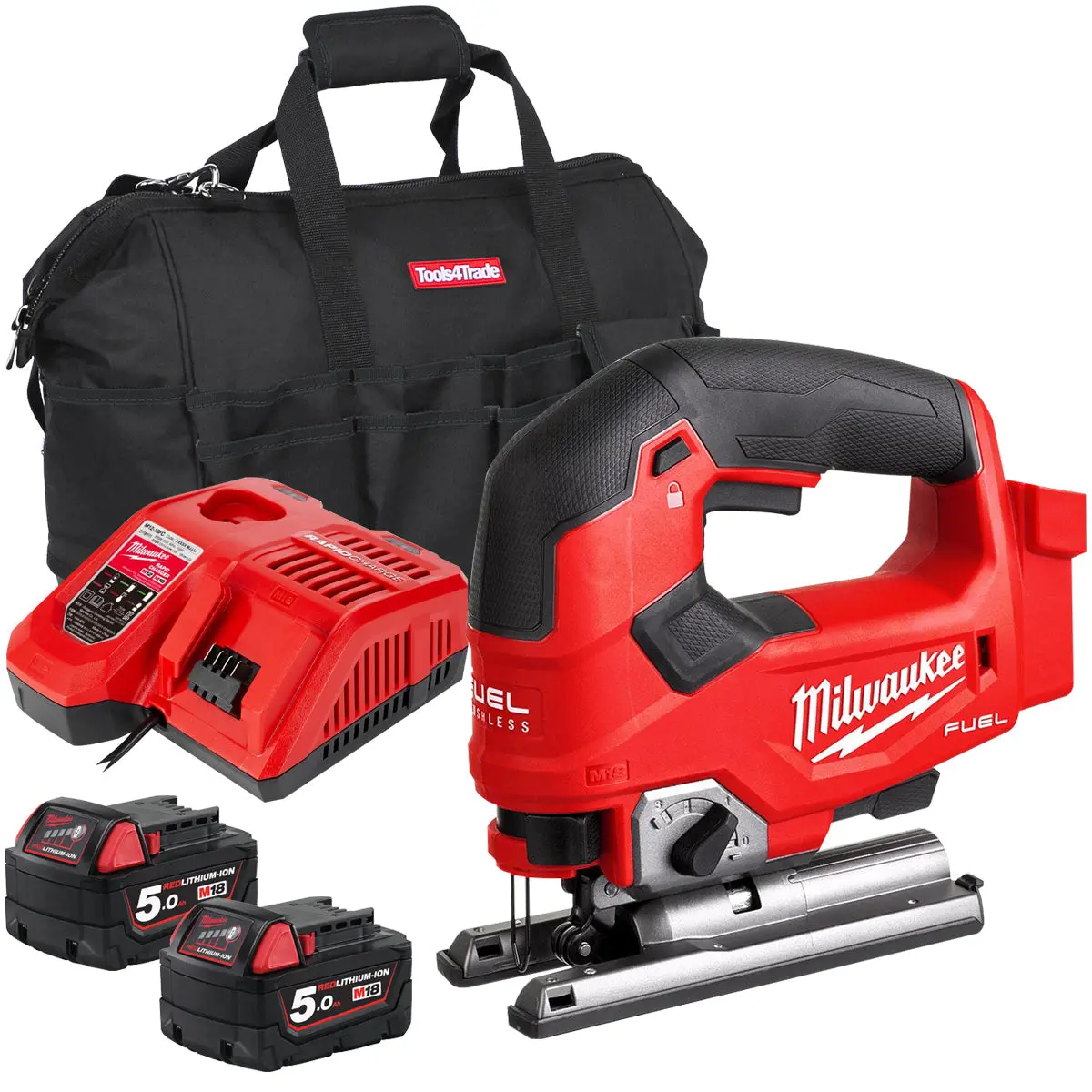 Milwaukee M18fjs-0 18V Brushless Jigsaw With 2 X 5.0Ah Battery & Charger & Bag 1