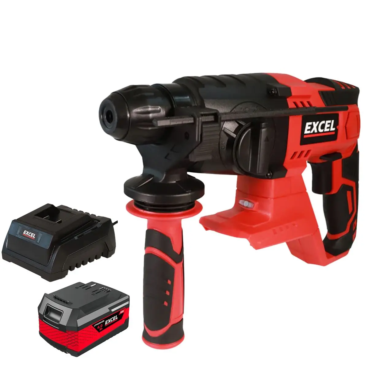 Excel 18V Cordless Sds-Plus Rotary Hammer Drill With 1 X 4.0Ah Battery & Charger 1