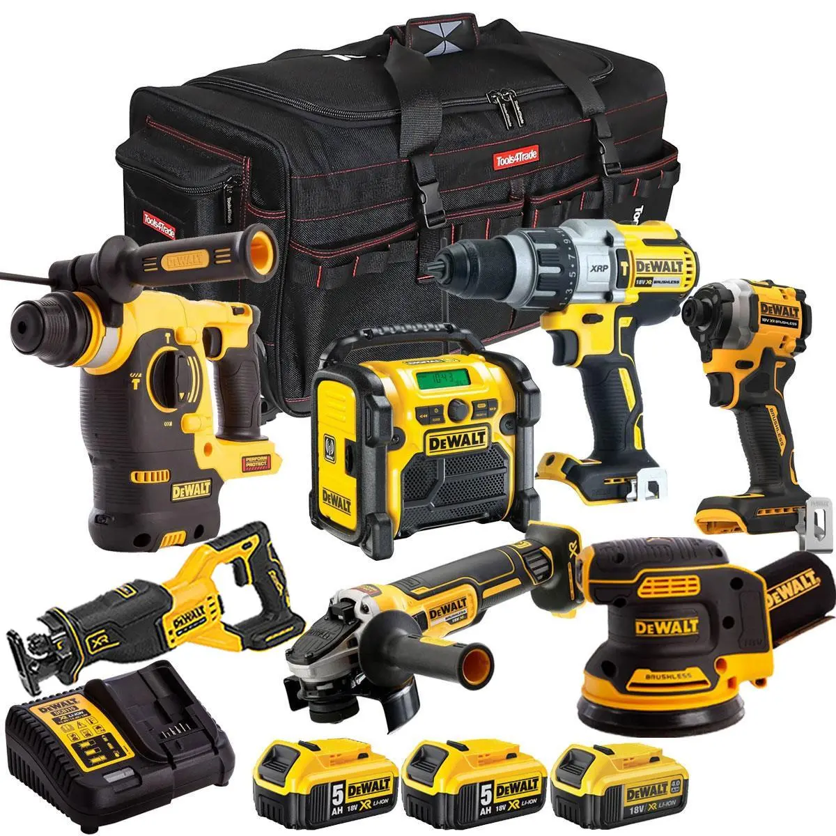 Dewalt 18V 7 Piece Combo Kit With 3 X Batteries & Charger T4tkit-2186 1