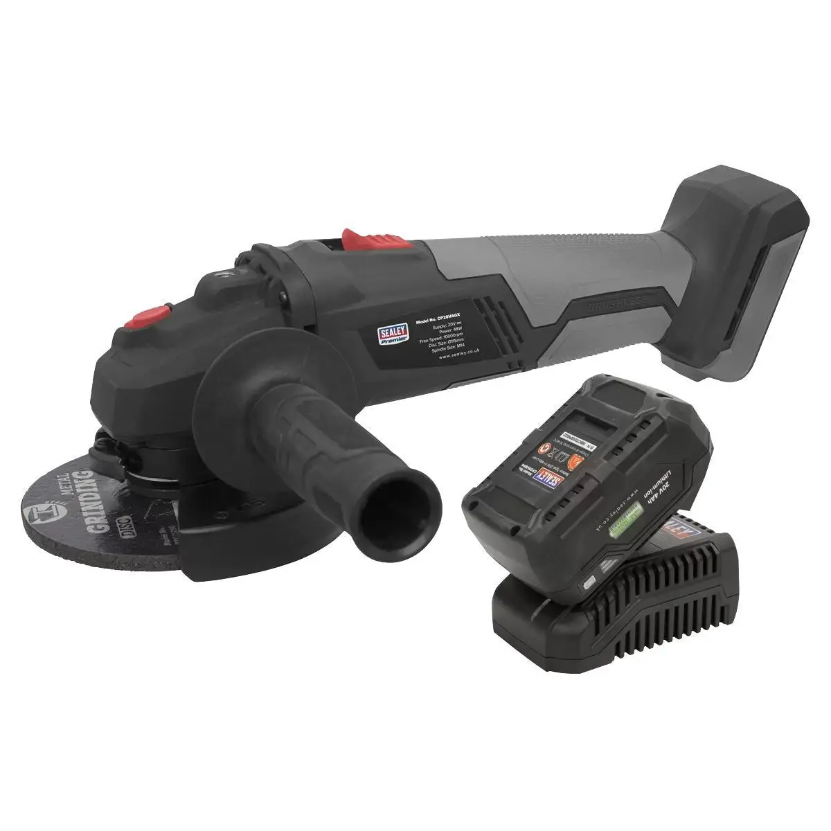 Sealey Cp20vagxkit1 20V Brushless Angle Grinder Kit 115Mm With Battery & Charger 2