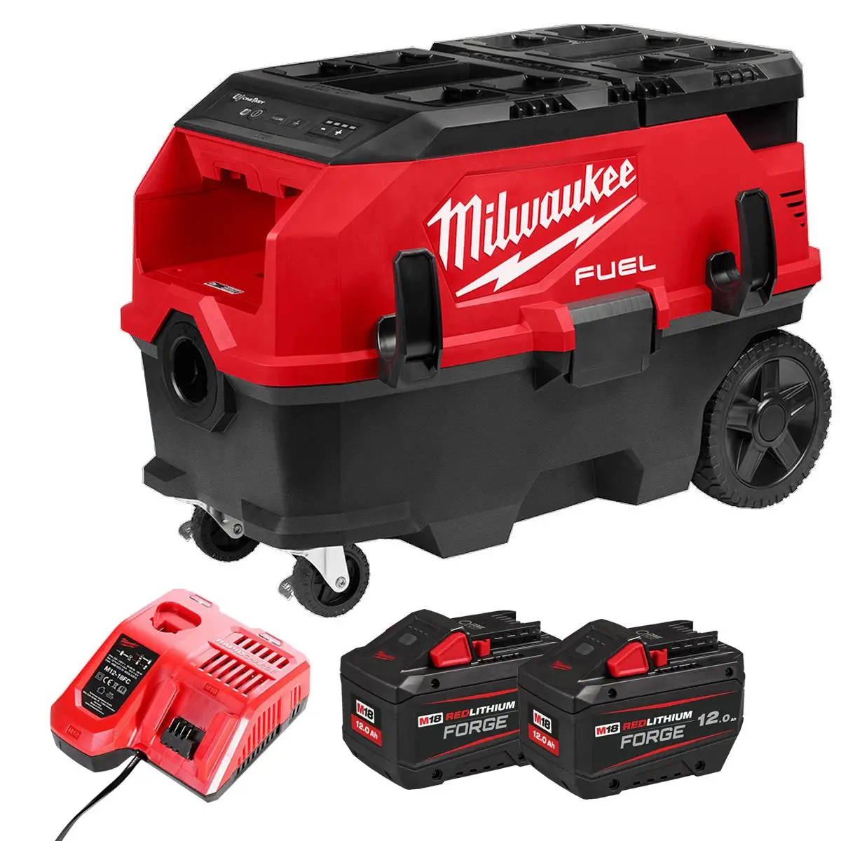 Milwaukee M18onef2vc34m-0 18V Dual Battery Brushless Dust Extractor With 2 X 12.0Ah Battery & Charger 1