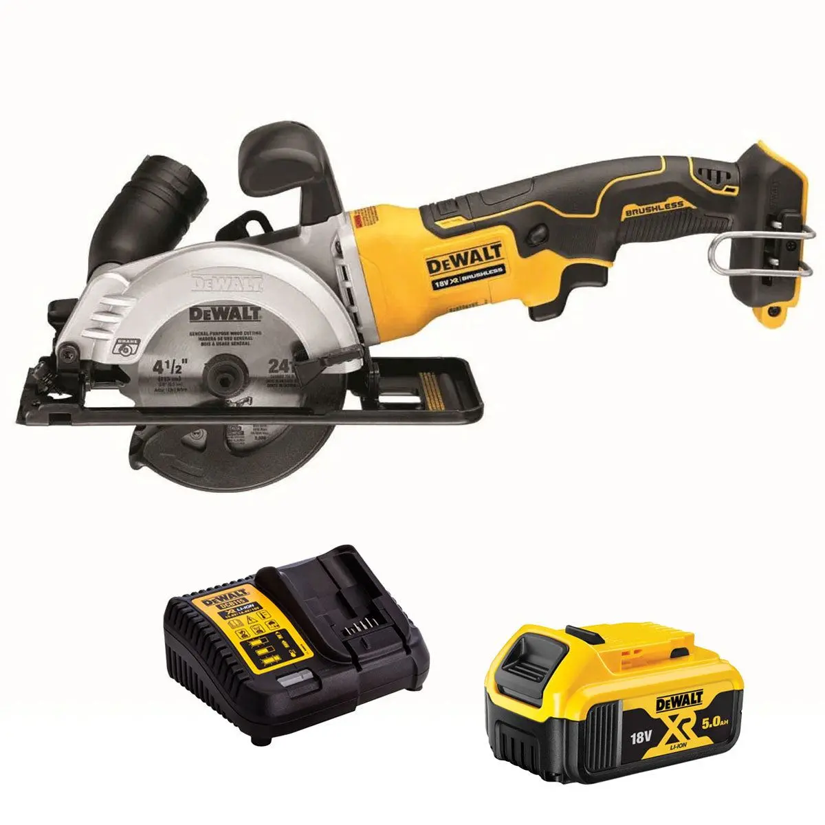 Dewalt Dcs571n 18V Xr Brushless 115Mm Compact Circular Saw With 1 X 5.0Ah Battery & Charger 1