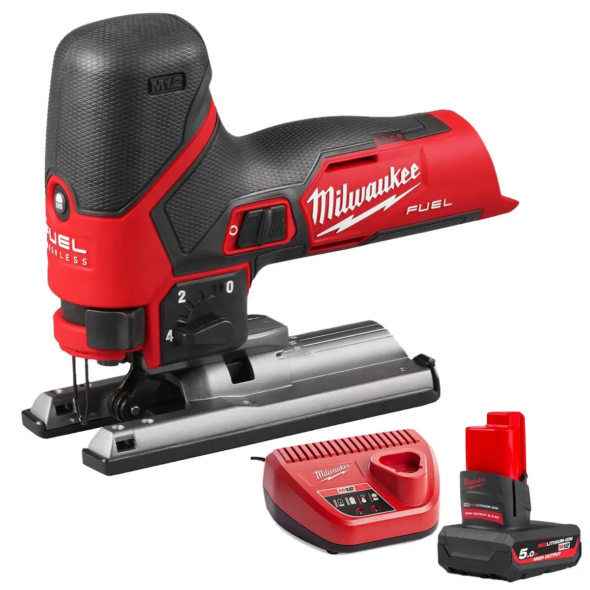 Milwaukee M12fjs-0 12V Fuel Brushless Bodygrip Jigsaw With 1 X 5.0Ah Battery & Charger 1