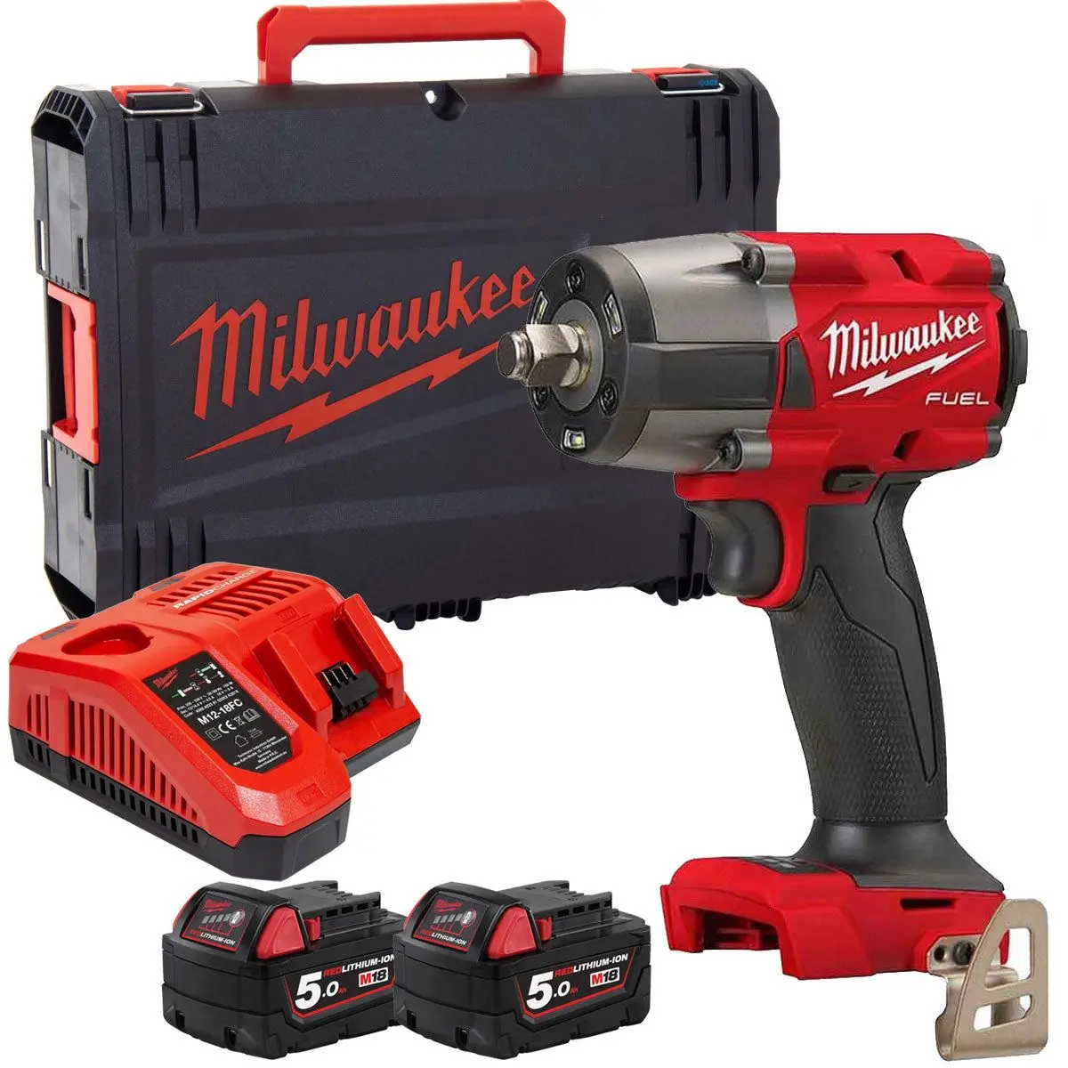 Milwaukee M18fmtiw2f12-0X 18V Brushless Impact Wrench 2 X 5.0Ah Batteries Charger & Case 1