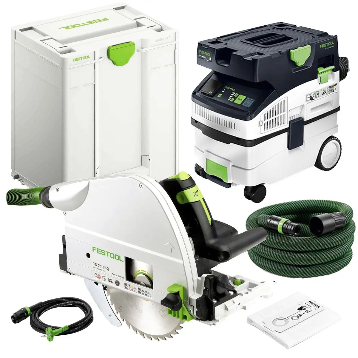 Festool Ts 75 Ebq-Plus 230V Gb Circular Plunge Cut Saw - 576114 With Mobile Dust Extractor 578321 1