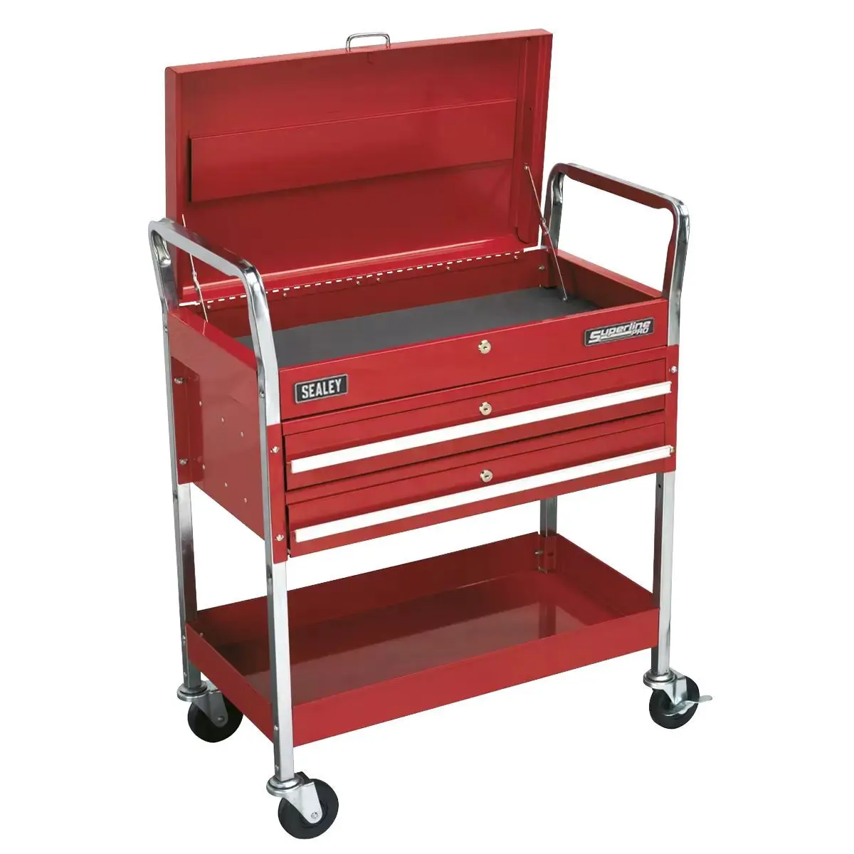Sealey Cx1042d 2-Level Heavy-Duty Trolley With Lockable Top & 2 Drawers 1