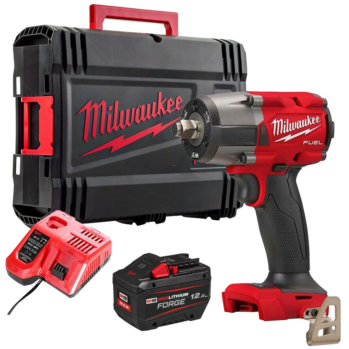 Milwaukee M18fmtiw2f12-0X 18V Fuel Brushless 1/2" Impact Wrench With 1 X 12.0Ah Battery Charger & Case 1
