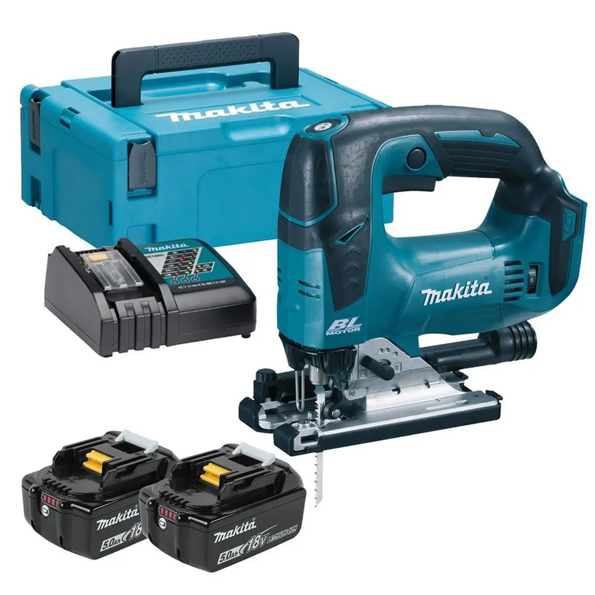Makita Djv182rtj 18V Lxt Brushless Jigsaw Top Handle With 2 X 5.0Ah Batteries, Charger & Case 1