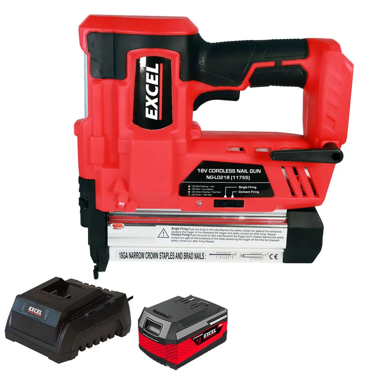 Excel 18V Cordless Second Fix Nailer With 1 X 4.0Ah Battery & Charger 1