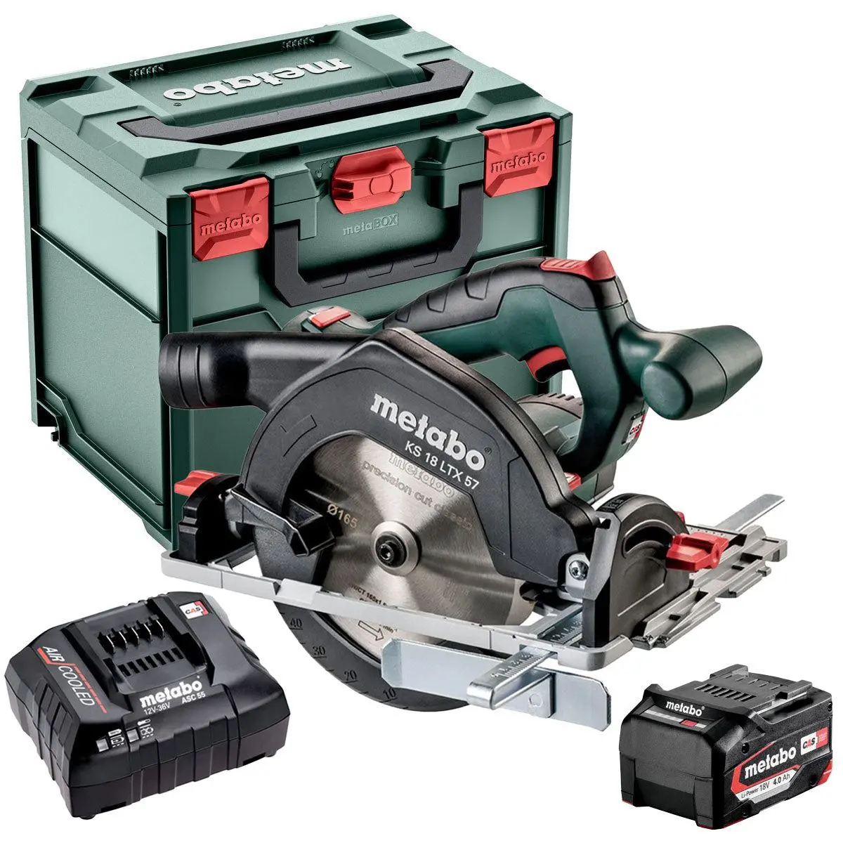 Metabo Ks 18 Ltx 57 18V 165Mm Circular Saw With 1 X 4.0Ah Battery Charger & Metabox 1