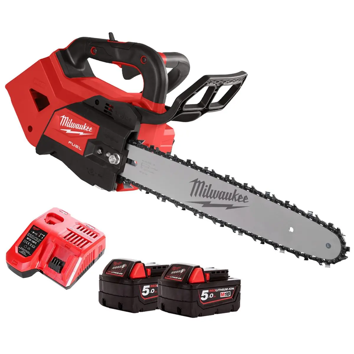 Milwaukee M18fthchs35-0 18V Fuel Brushless 35Cm Top Handle Chainsaw With 2 X 5.0Ah Battery & Charger 1
