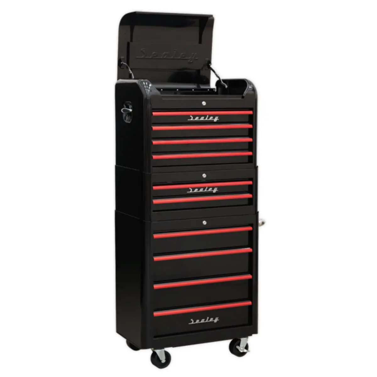 Sealey Ap28combo2br 10 Drawer Retro Style Rollcab Black And Red 1