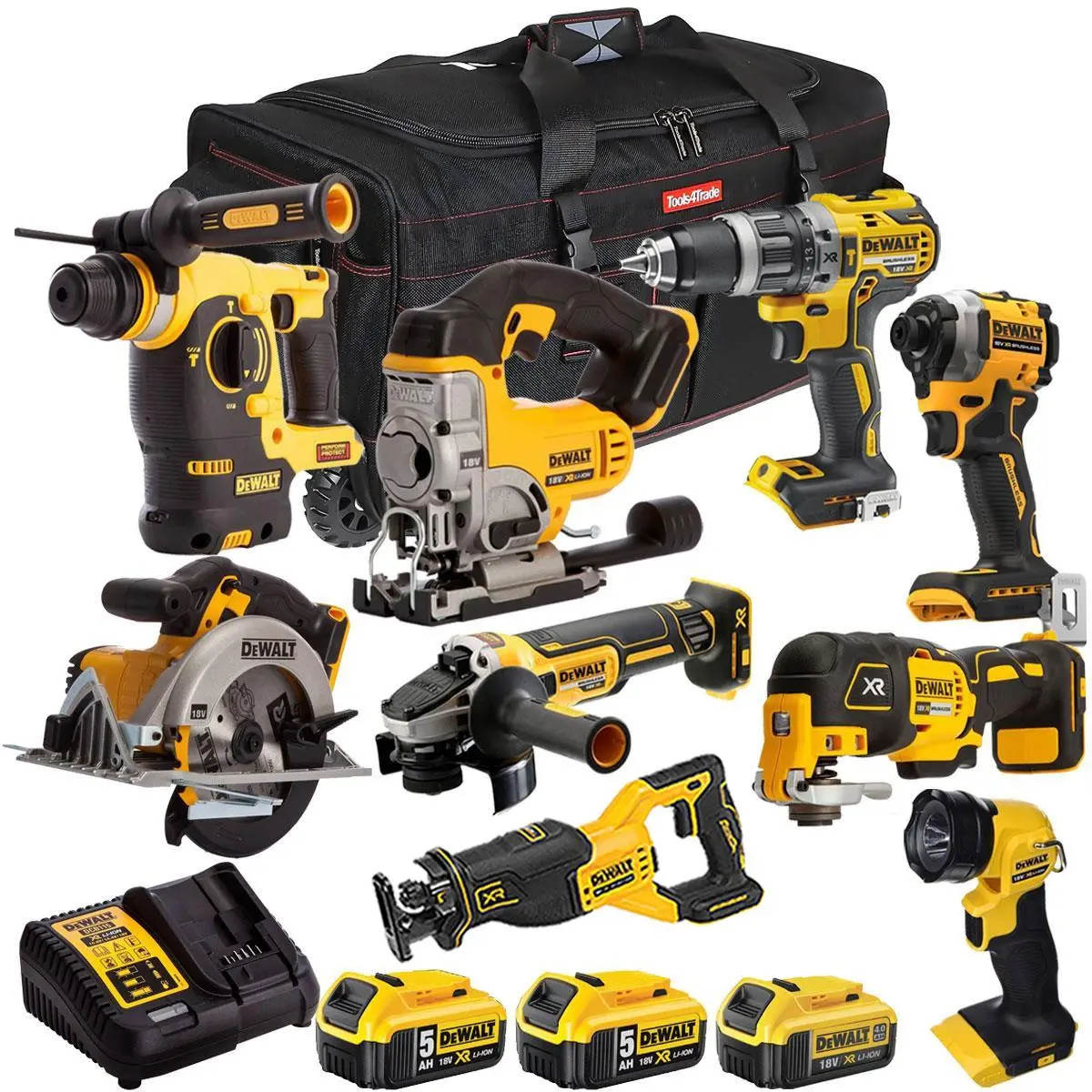 Dewalt 18V 9 Piece Combo Kit With 3 X Batteries & Charger T4tkit-1571 1