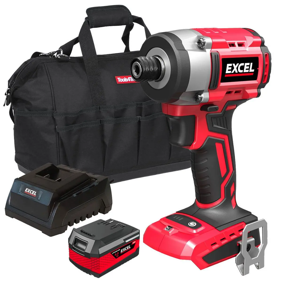 Excel 18V Cordless Brushless Impact Driver With 1 X 4.0Ah Battery Charger & Bag 1