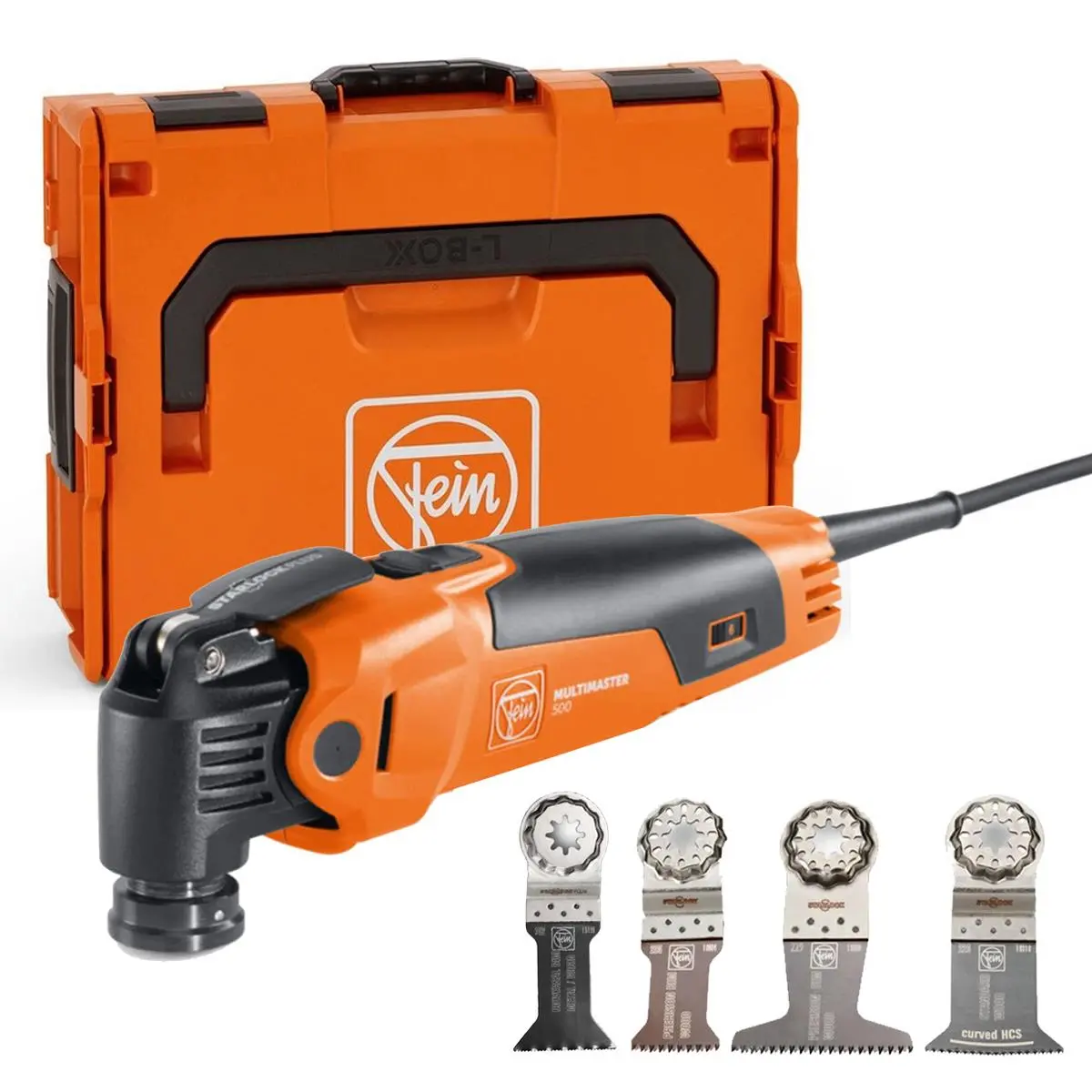 Fein Mm 500 Plus Starlock Multimaster Oscillating Multi-Tool In Case With 3 Piece Wood E-Cut Set 1