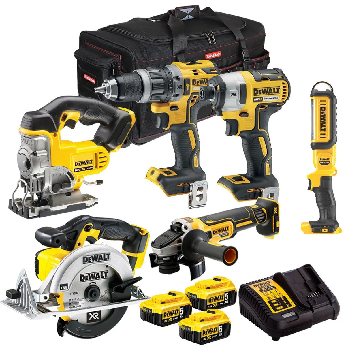 Dewalt Dck694p3-Gb 18V Xr 6 Piece Kit 3 X 5.0Ah Batteries With Charger & Bag 1