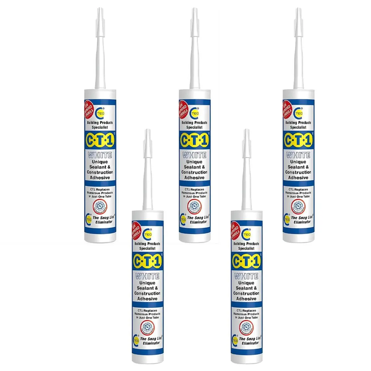 C-Tec Ct1 290Ml Unique Sealant & Construction Adhesive White Pack Of 5 1