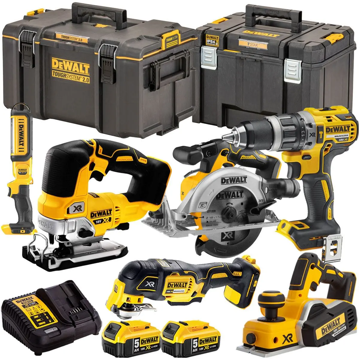 Dewalt Dckt4t6p11 18V Xr 6 Piece Power Tool Kit With 2 X 5.0Ah Batteries & Toughsystem Box 1