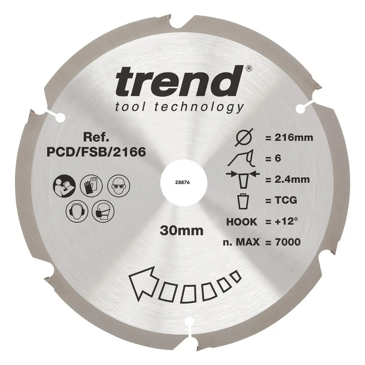 Trend Pcd/Fsb/2166 Pcd Fibre Cement Circular Saw Blade 216Mm X 30Mm X 6T 1