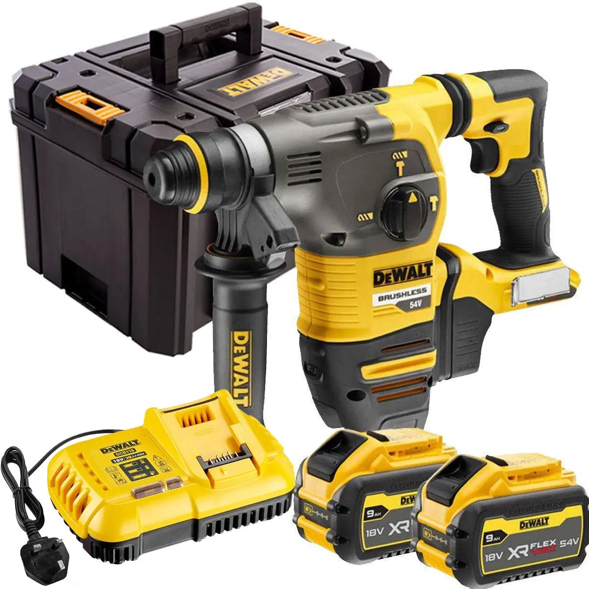 Dewalt Dch333x2 54V Xr Flexvolt Brushless Sds Plus Hammer Drill With 2 X 9.0Ah Batteries & Charger 1