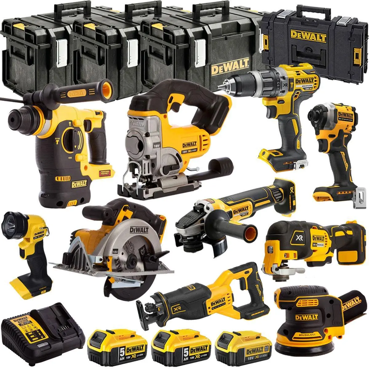 Dewalt 18V 10 Piece Combo Kit With 3 X Batteries & Charger T4tkit-1334 1