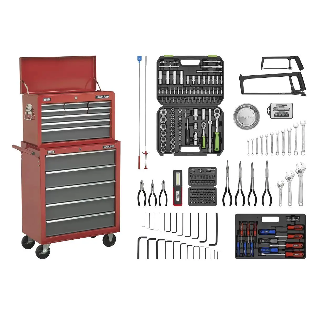 Sealey Ap2250bbcombo 14 Drawer Top Chest & Roll Cab Combination With 281 Piece Tool Kit 1