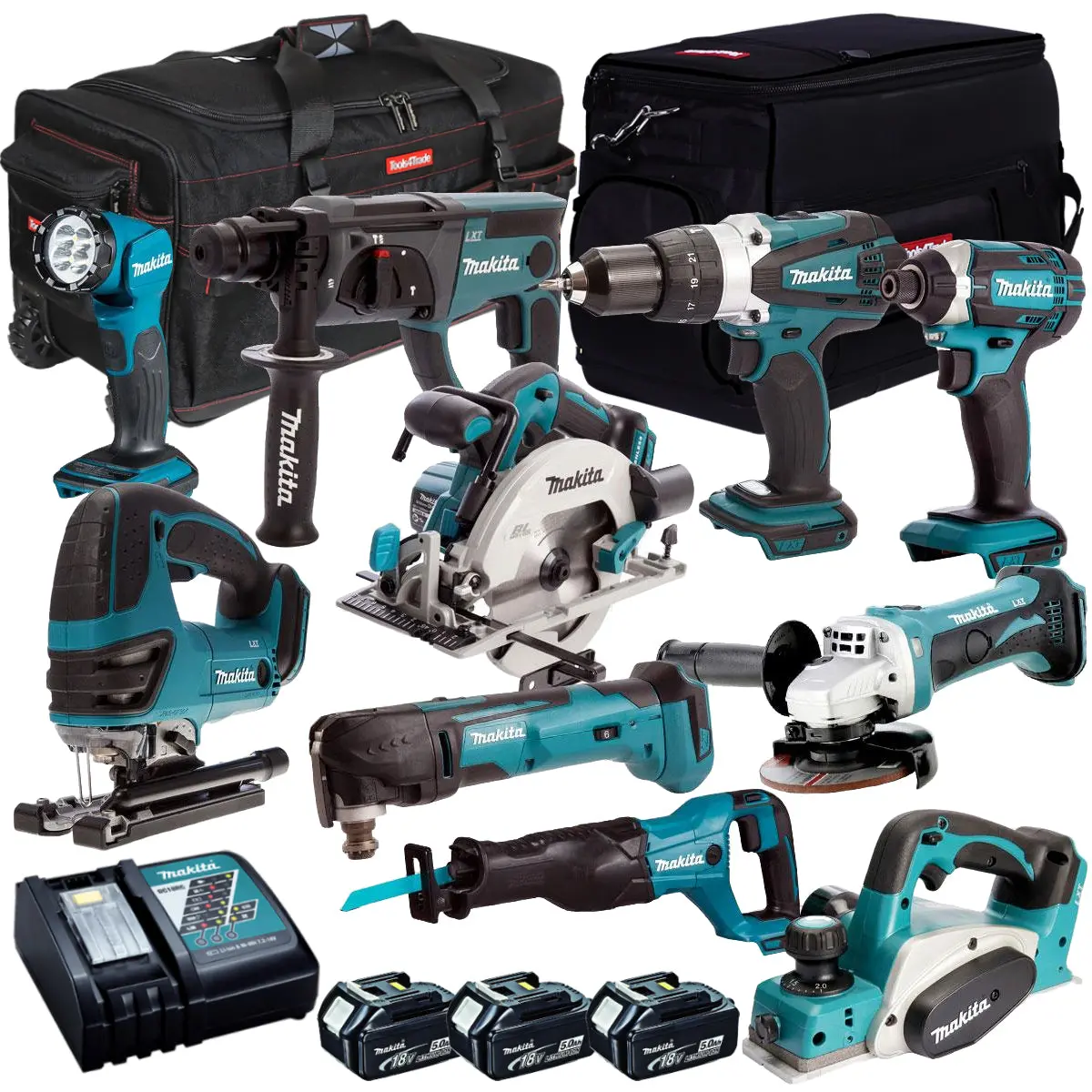 Makita 18V 10 Piece Monster Kit With 3 X 5.0Ah Battery & Charger T4tkit-316 1