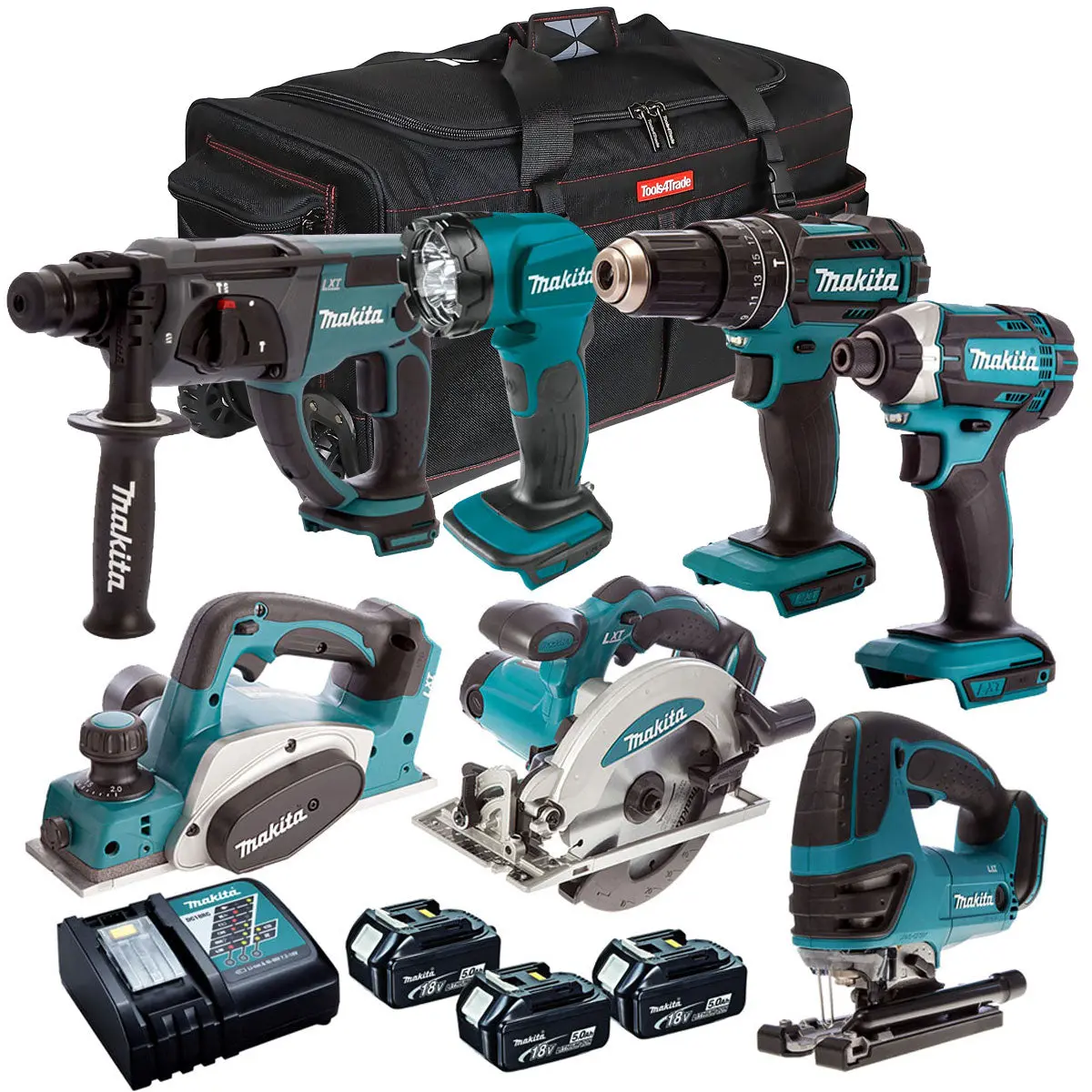 Makita Dlxt4t7068 18V Li-Ion Lxt 7 Piece Kit With 3 X 5.0Ah And Duffle Tool Bag 1