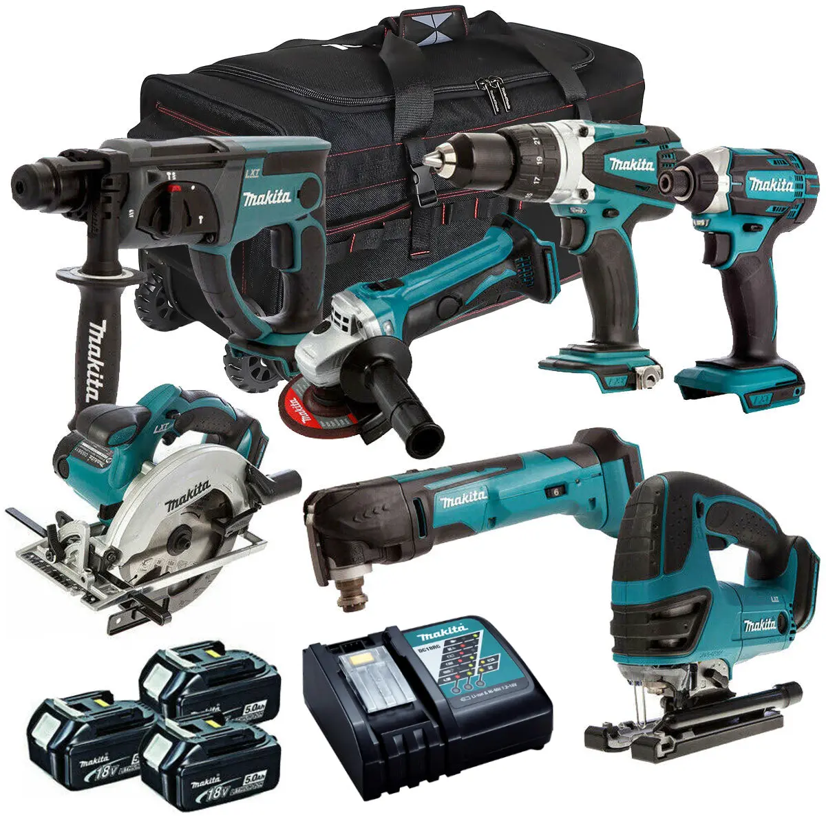 Makita Mak7pc 18V 3 X 5.0Ah Lxt Li-Ion 7 Piece Power Tool Kit 1