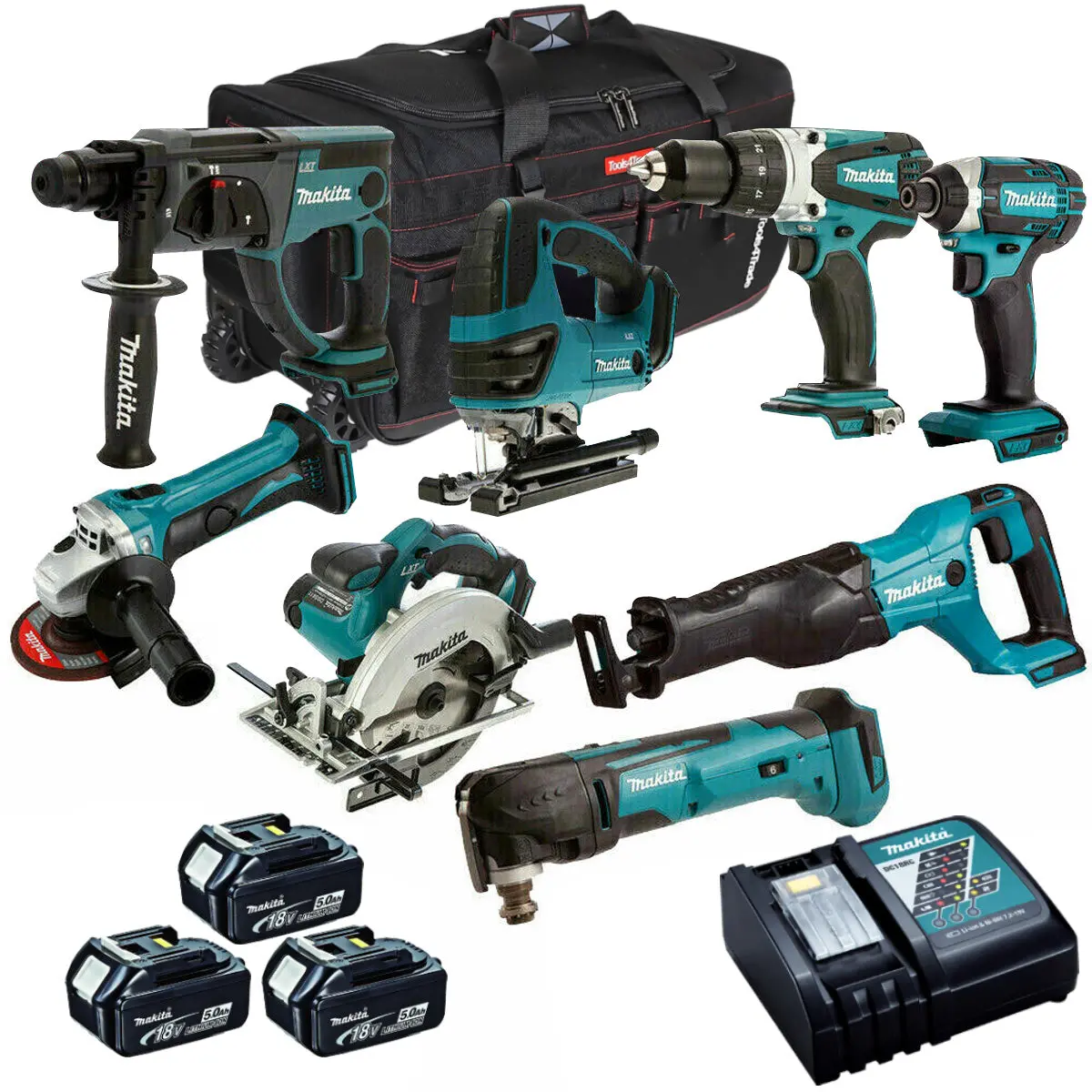 Makita Mak8pc 18V Lxt Li-Ion 8 Piece Power Tool Kit 3 X 5.0Ah Batteries 1