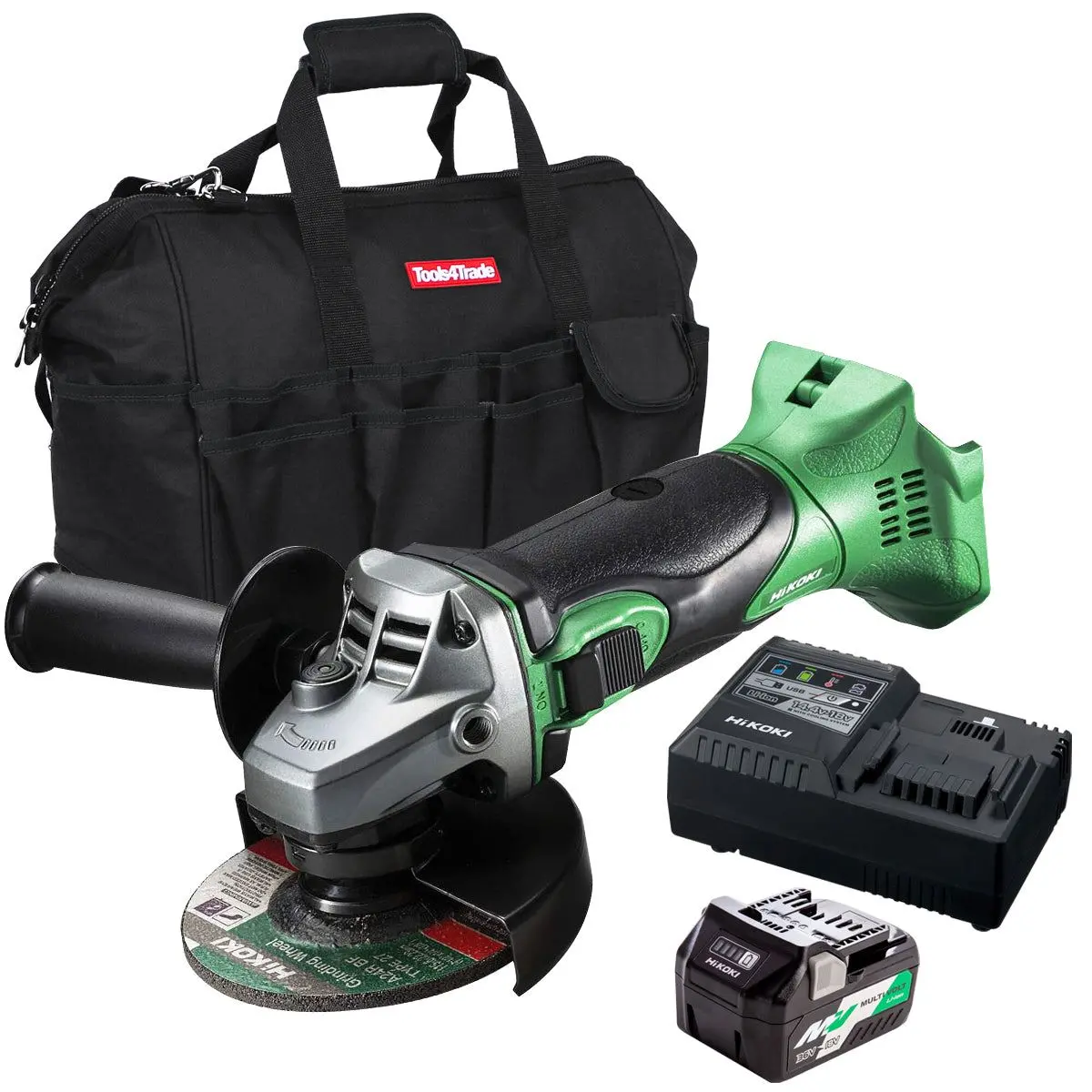 Hikoki G18dsl2w4z 18V Cordless 115Mm Angle Grinder With 1 X 2.5Ah/5.0Ah Battery Charger & Bag 1