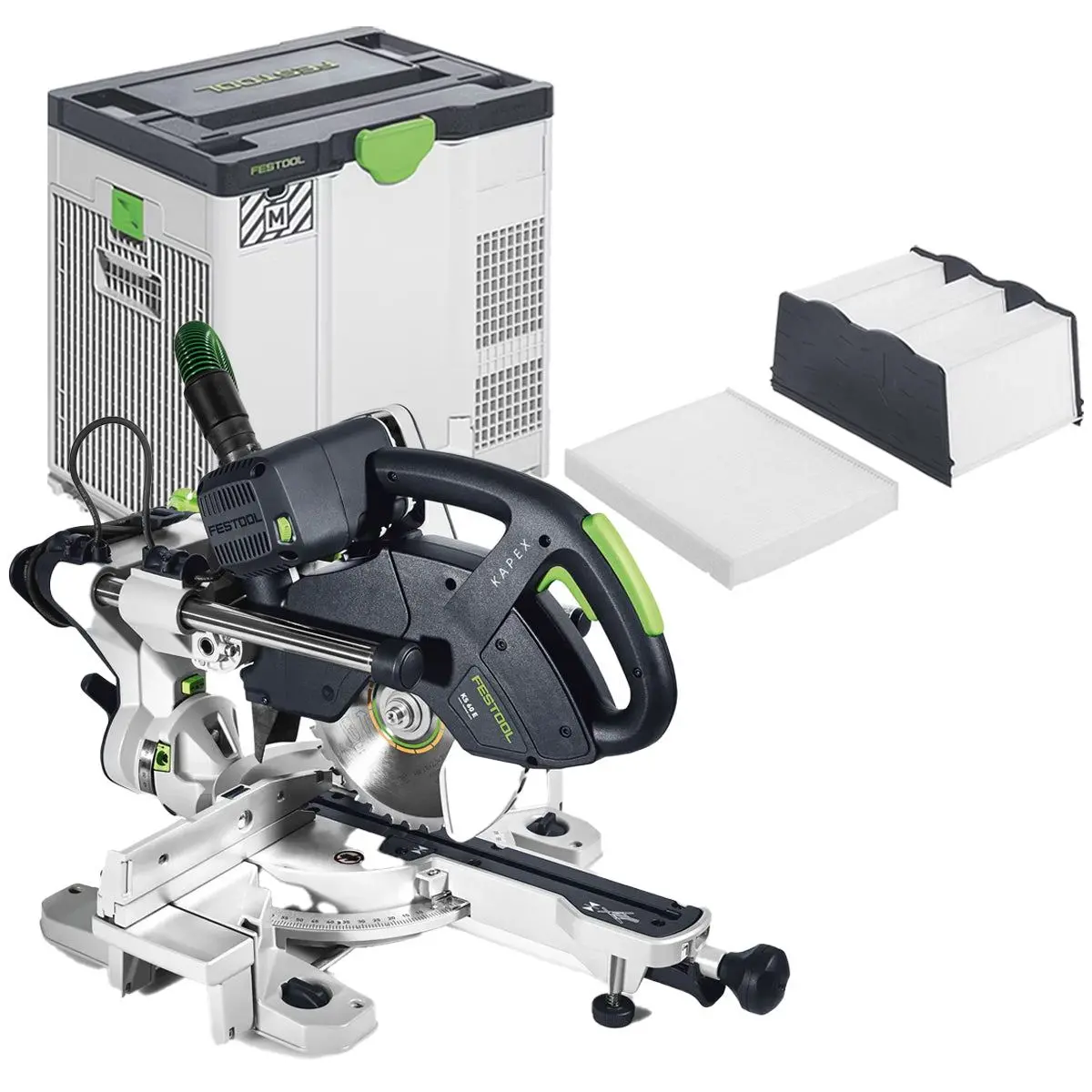 Festool Ks 60 E 230V Gb 216Mm Sliding Compound Mitre Saw - 561684 With Sys-Air M Air Purifier 577785 1