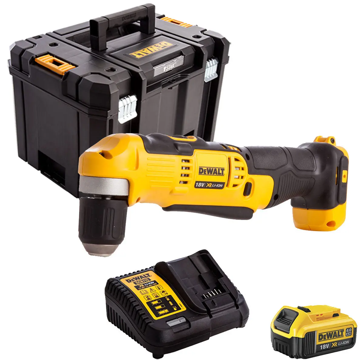 Dewalt Dcd740n 18V Right Angle Drill With 1 X 4.0Ah Battery & Charger In Case 1