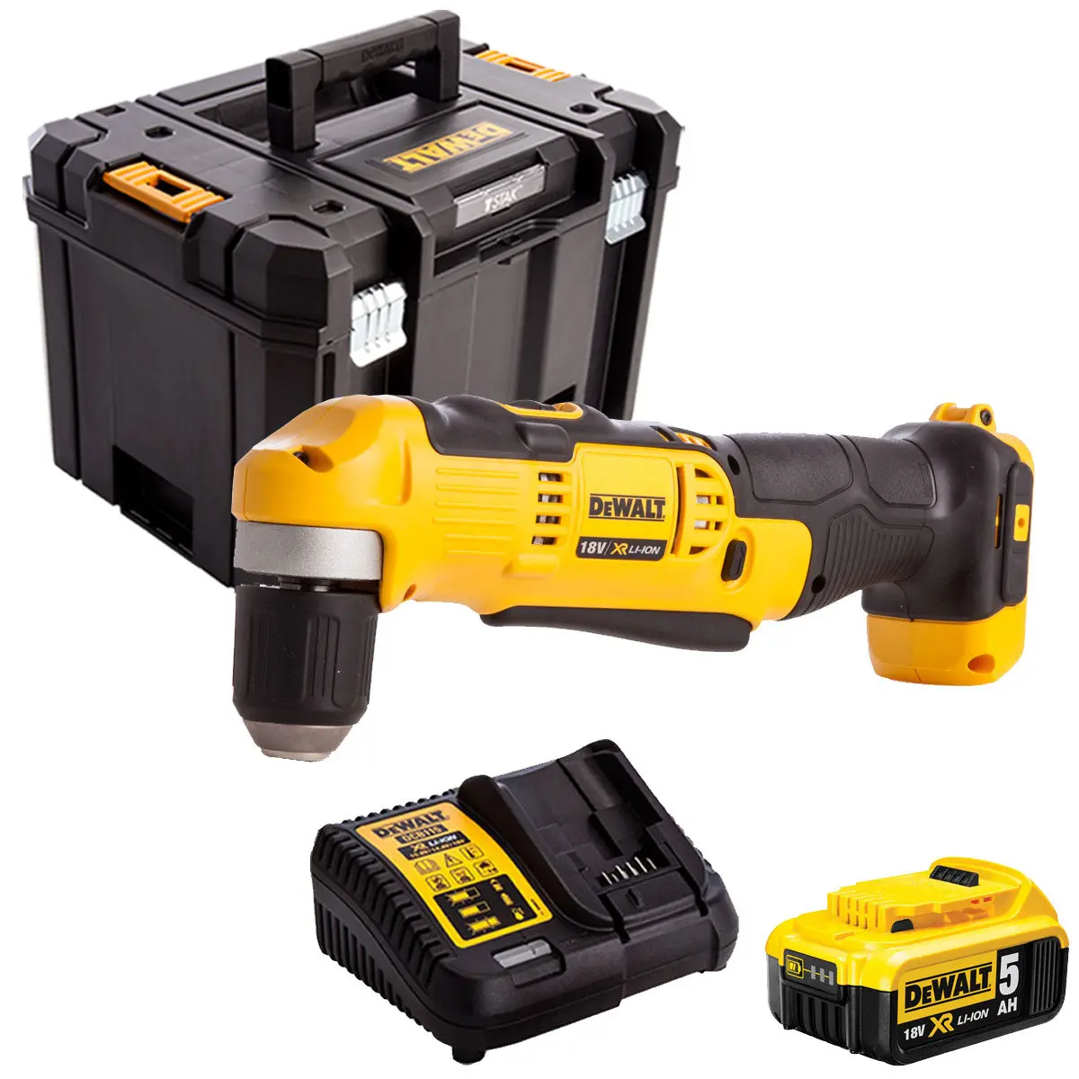 Dewalt Dcd740n 18V Right Angle Drill With 1 X 5.0Ah Battery & Charger In Case 1