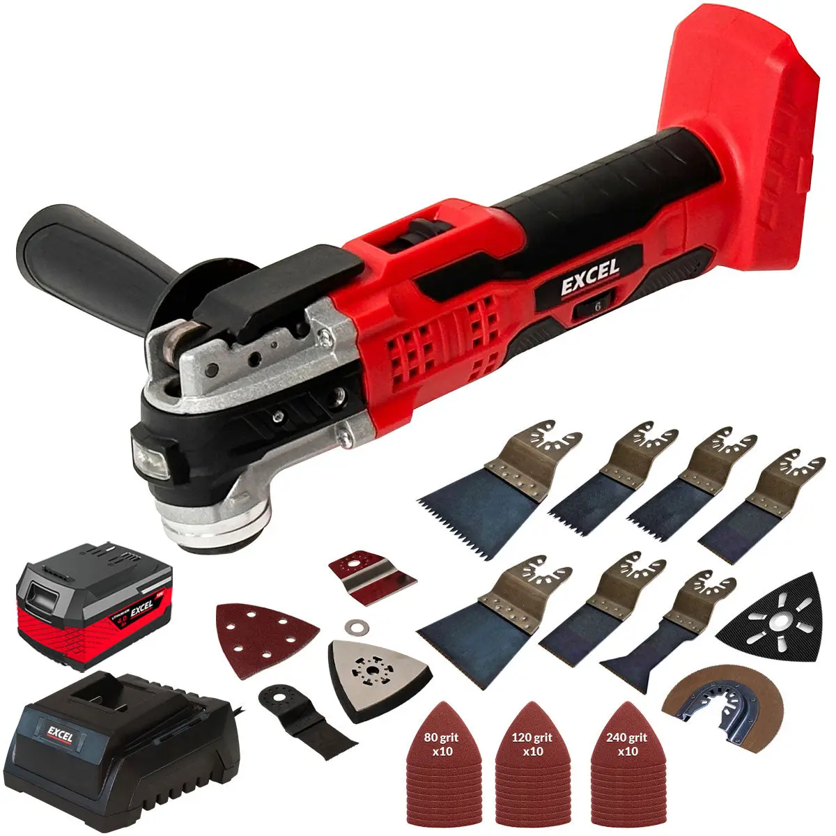 Excel 18V Oscillating Multi Tool With 1 X 4.0Ah Battery Charger & 39 Piece Accessories Set 1