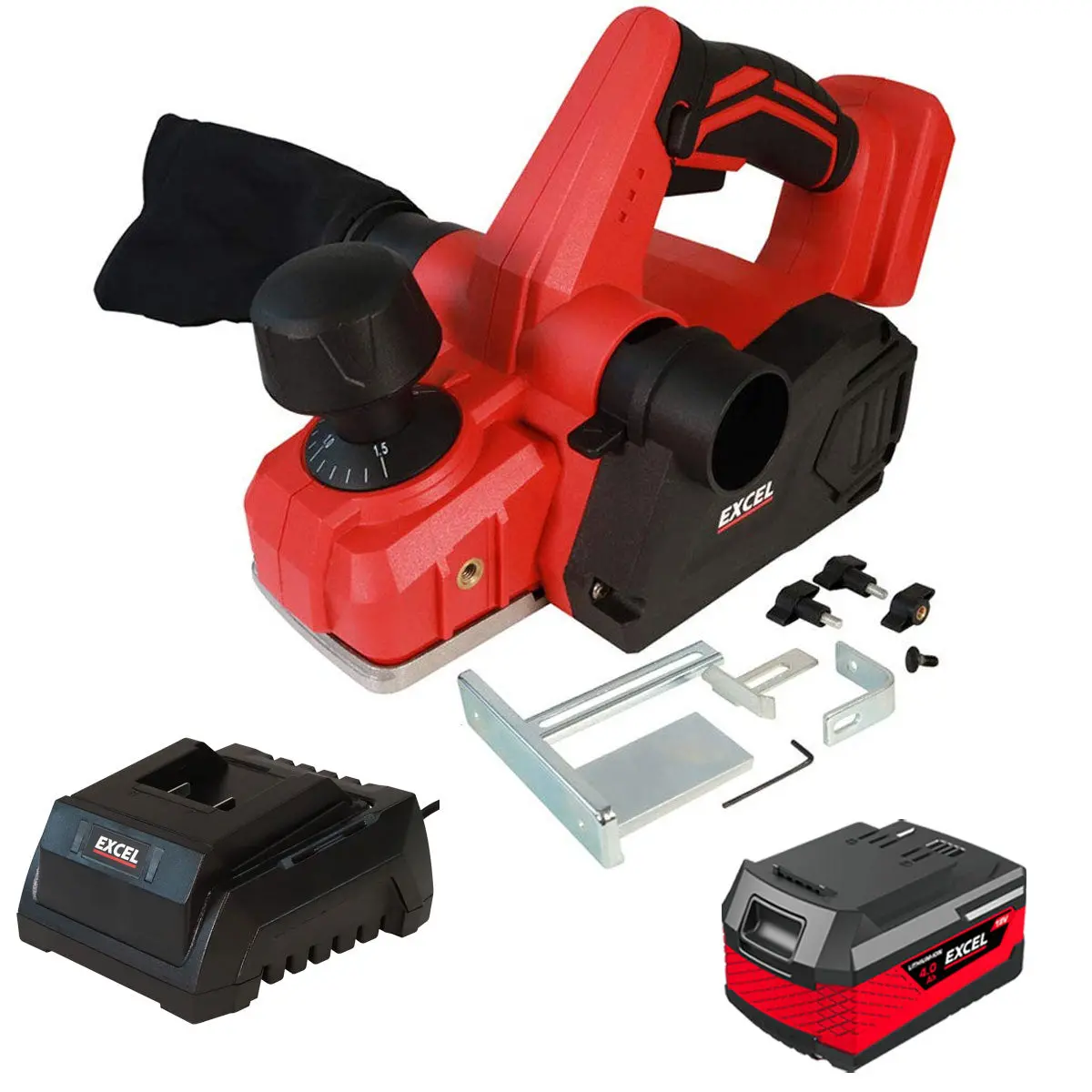 Excel 18V Cordless Planer 82Mm With 1 X 4.0Ah Battery & Charger 1