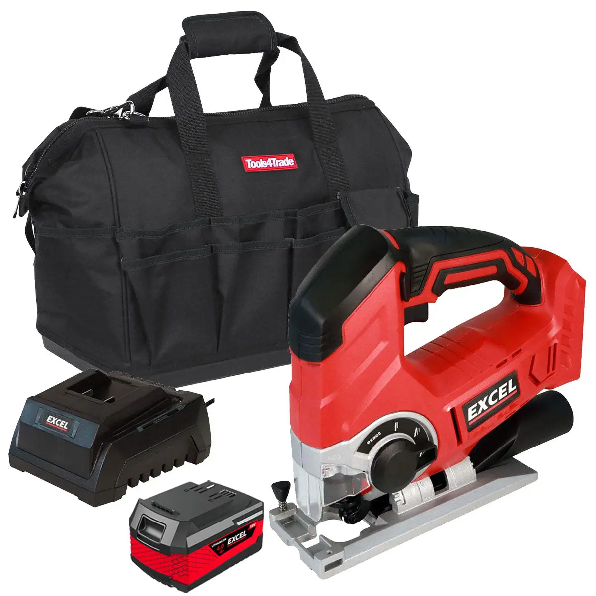 Excel 18V Cordless Jigsaw With 1 X 4.0Ah Battery Charger & Bag Exl581b 1