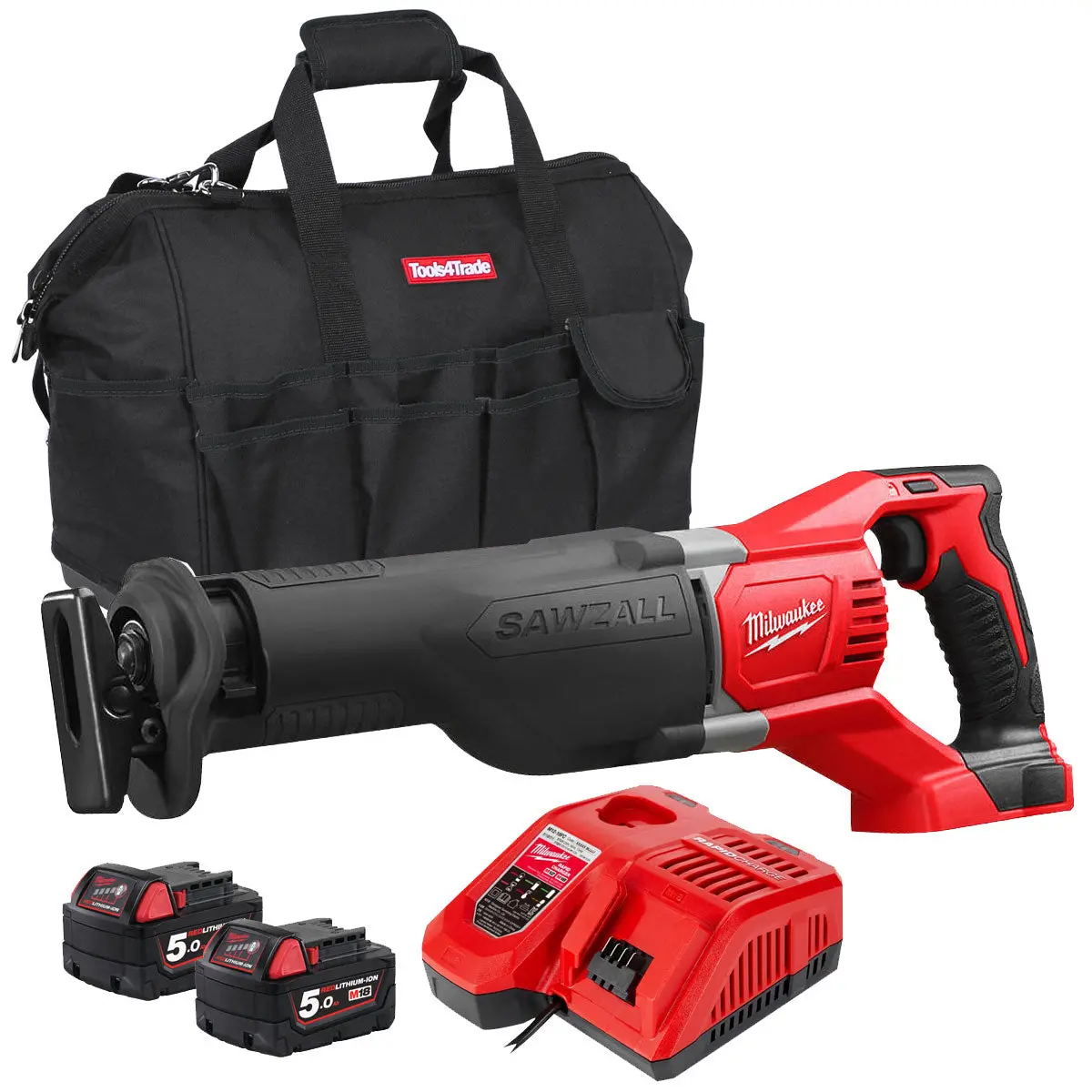 Milwaukee M18bsx-0 18V Sawzall Reciprocating Saw With 2 X 5.0Ah Batteries & Charger In Bag 1