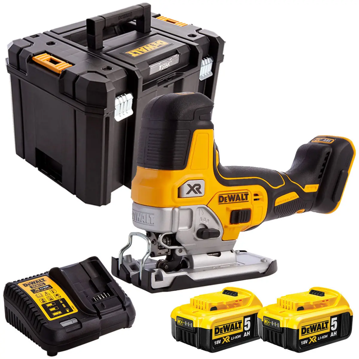 Dewalt Dcs335n 18V Brushless Grip Jigsaw With 2 X 5.0Ah Batteries & Charger In Case 1