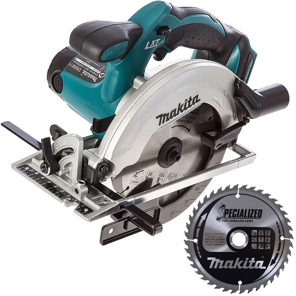 Makita Dss611z 18V Lxt 165Mm Cordless Circular Saw Body With Extra 40T Blade 1