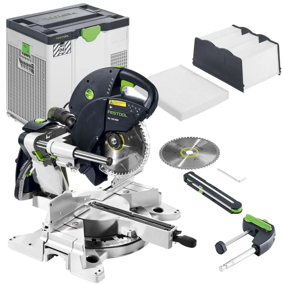 Festool Kapex Ks 120 Reb 230V Gb 260Mm Sliding Compound Mitre Saw - 575304 With Sys-Air M Air Purifier 577785 1
