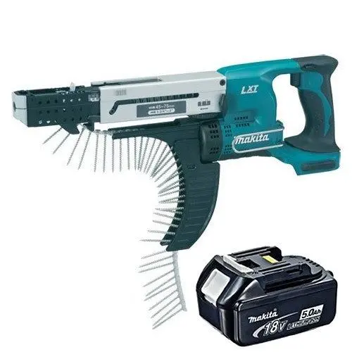 Makita Dfr750z 18V Lxt Li-Ion 45 – 75 Mm Auto Feed Screwdriver With 1 X 5.0Ah Battery 1