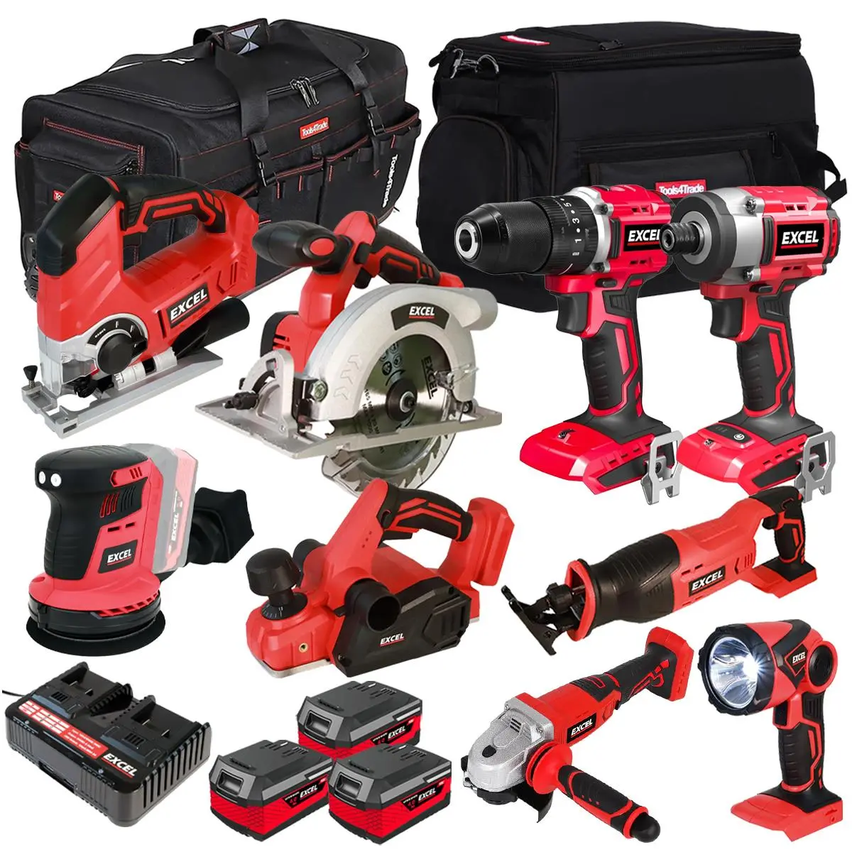 Excel 18V 9 Piece Power Tool Kit With 3 X 4.0Ah Batteries & Charger Exlkit-16295 1
