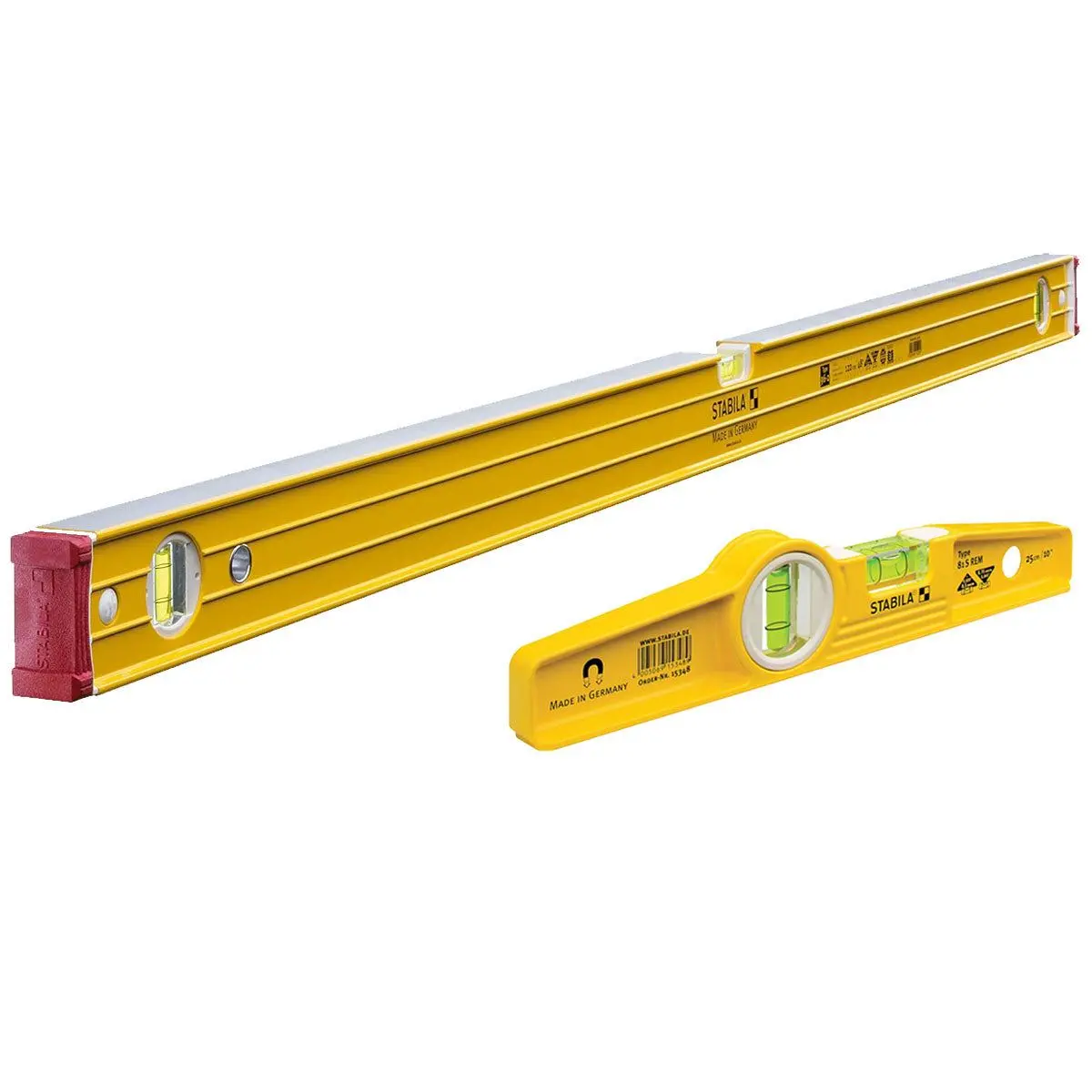 Stabila Stb962120 96-2 122Cm / 48In Spirit Level 3 Vial - 15229 With 25Cm Magnetic Rare Earth Torpedo Level 1