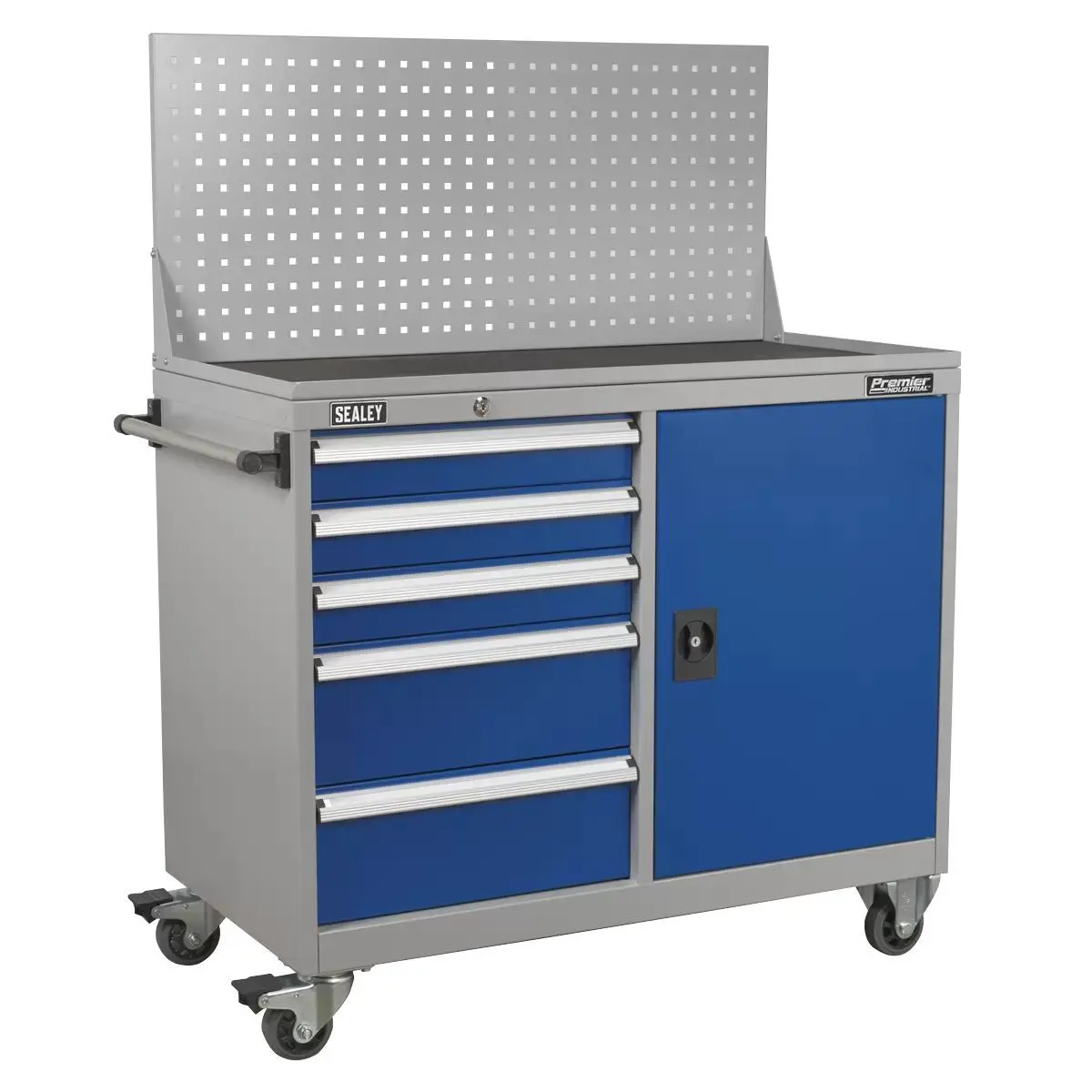 Sealey Api1103a 5 Drawer Industrial Mobile Workstation And 1 Shelf Locker 1