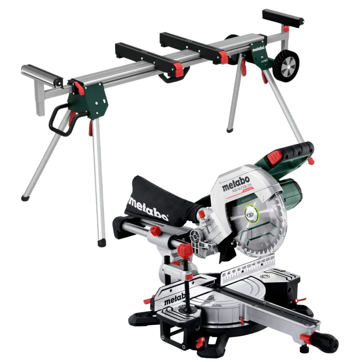 Metabo Kgs 18 Ltx Bl 216 18V 216Mm Brushless Sliding Mitre Saw With Ksu 401 Stand 1